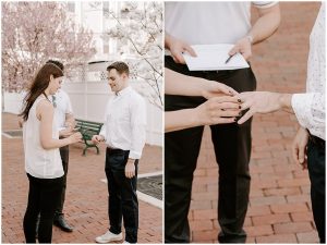 downtown elopement vow and ring exchange