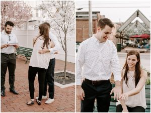 downtown elopement bride and groom rings just married