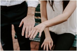 downtown elopement bride and groom rings