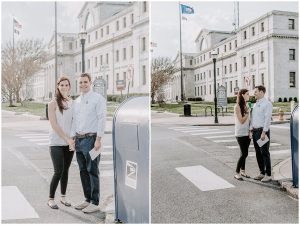 downtown elopement bride and groom mail in wedding license