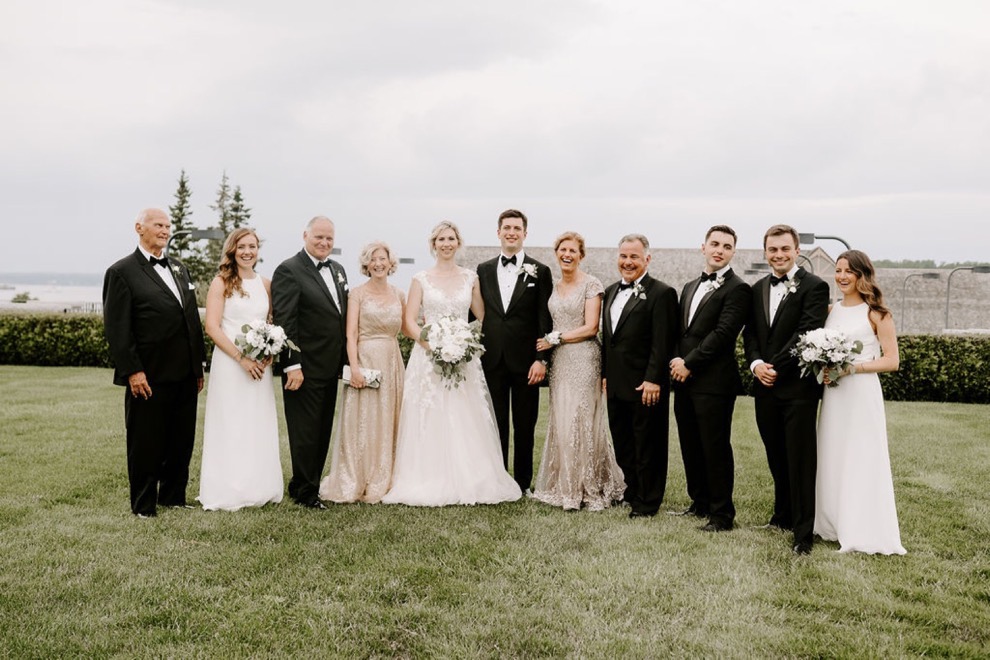 family group photo during wedding day portraits 
